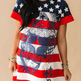 USA Star & Stripe QOS Card Logo Tee Dress | Queen Of Sparkles