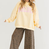 'Delulu' Embroidered Mock Neck Sweatshirt | Butter