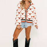 Licensed Texas Knit In Mascot Rhinestone Cardigan | Queen Of Sparkles