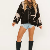 Saddle Up Cardigan | Chocolate