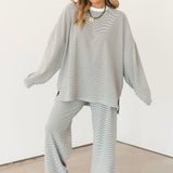 Dani Stripe Pullover Top | Charcoal