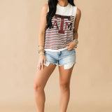 Licensed Texas A&M Mascot Striped Knit Tank | Queen Of Sparkles