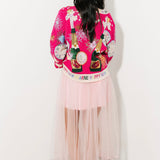 Hot Pink NYE Icon Button Up Cardigan With 'Happy New Year' Trim | Queen Of Sparkles