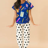 Polka Dot Stretchy Barrel Jean