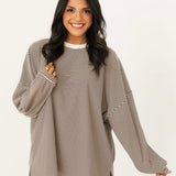 So Cozy Pullover Top | Chocolate Stripe