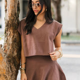 Classic Knit Sweater Skirt | Chestnut