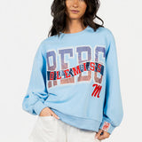 Licensed Ole Miss Rhinestone Metallic Banner Sweatshirt | Queen Of Sparkles