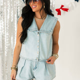 American Girl Collared Top | Denim