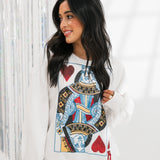 White Queen Of Hearts Card Sweatshirt