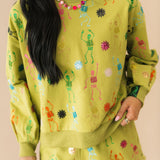 Lime Green Multi Skeleton Sweatshirt | Queen Of Sparkles
