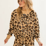 Tan, Brown & Black Leopard Mock Neck Sweatshirt | Queen Of Sparkles