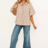 Essential Stripe Blouse | Pecan