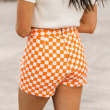 First Down Skort | Orange Checker