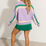 Lavender, Green & Yellow 'Queen Cake' Striped Sweater | Queen Of Sparkles