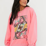 Neon Pink Queen Of Music Card Sweatshirt | Queen Of Sparkles