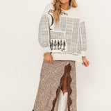 White & Black 'Queen Of News' Sweatshirt | Queen Of Sparkles