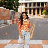 Checker Football Sweater | Orange