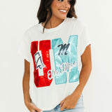 Licensed Ole Miss Metallic Word With Icons Tee | Queen Of Sparkles
