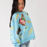 Scattered Pizza Icon Aqua Sweatshirt | Queen Of Sparkles