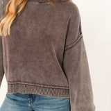 Ribbed Mineral Washed Sweater | Plum