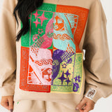 Beige Colorblock Bandana QOS Card Logo Short | Queen Of Sparkles