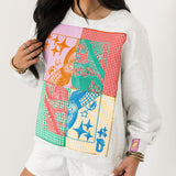 Grey Colorblock Gingham QOS Card Logo Sweatshirt | Queen Of Sparkles