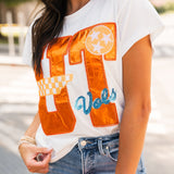 Licensed Tennessee Metallic Word With Icons Tee | Queen Of Sparkles