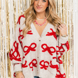 Ribbon Pullover Cardigan | Red