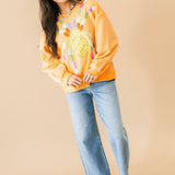 Light Orange Multi Oversized Spider On Web Sweatshirt | Queen Of Sparkles