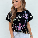 Black & Multi Dancing Skeleton Tee | Queen Of Sparkles