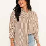Striped Button Down Shirt | Brown