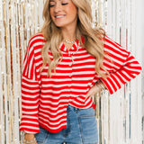 Piper Striped Cardi | Pink & Red