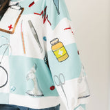 Light Blue & White Checkered Medical Instrument Icon Sweatshirt | Queen Of Sparkles