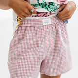 Sunday Morning Boxer Shorts | Pink Plaid