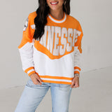 Licensed Orange & White Two Tone Holographic 'Tennessee' Sweatshirt | Queen Of Sparkles