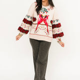 Beige Christmas Cardinals Under Mistletoe Sweatshirt | Queen of Sparkles