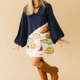 Navy & Pink Gingham Colorblock Thanksgiving Meal Collar Dress | Queen Of Sparkles