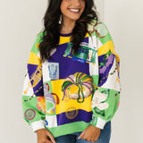 Checkered Mardi Gras Icon Sweatshirt | Queen Of Sparkles