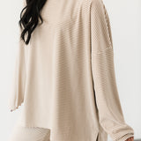 Dani Stripe Pullover Top | Beige