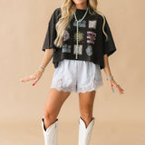 Seaside Doodle Grid Cropped Tee