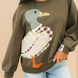 Hunter Green Plaid Duck Sweatshirt | Queen Of Sparkles