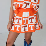 Orange & White Tennessee Checkered Skirt | Queen Of Sparkles