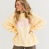 'Delulu' Embroidered Mock Neck Sweatshirt | Butter