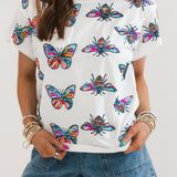 White Rainbow Butterfly & Bee Tee | Queen Of Sparkles