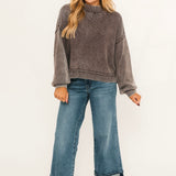 Ribbed Mineral Washed Sweater | Plum