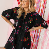 XOXO Tic Tac Toe Cotton Button Up Dress