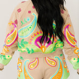 Beige & Neon Paisley Print Short | Queen Of Sparkles
