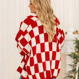Checkered Cardigan | Red