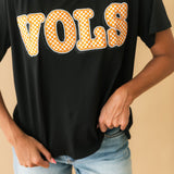 Licensed Tennessee Black Patterned Letters Tee | Queen Of Sparkles