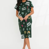 Dark Green Queen Of The Classroom Midi Tee Dress | Queen Of Sparkles